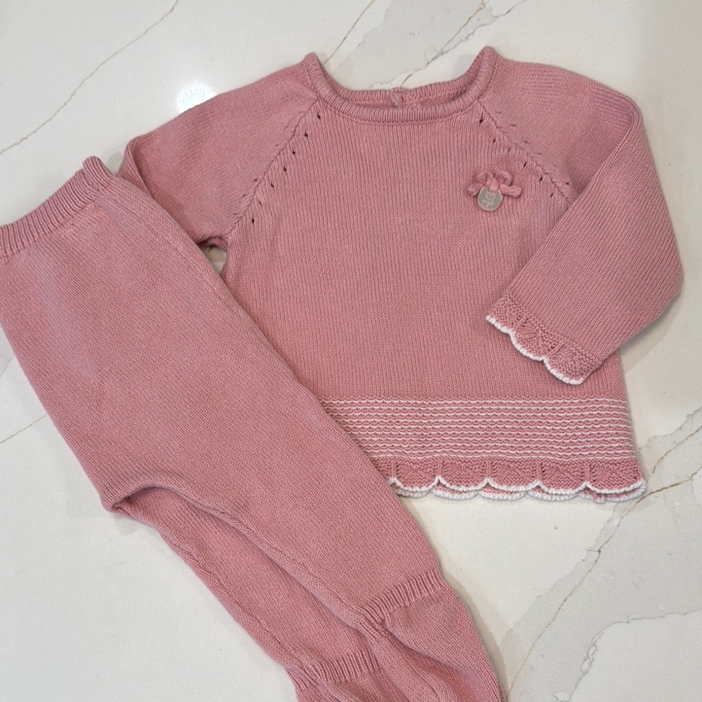 Mayoral Pink Knit Baby One-Piece Footed Romper